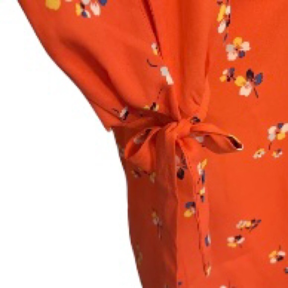 HALOGEN Long Balloon Sleeve Blouse Dreamsicle Orange Floral Womens Small - Picture 7 of 16
